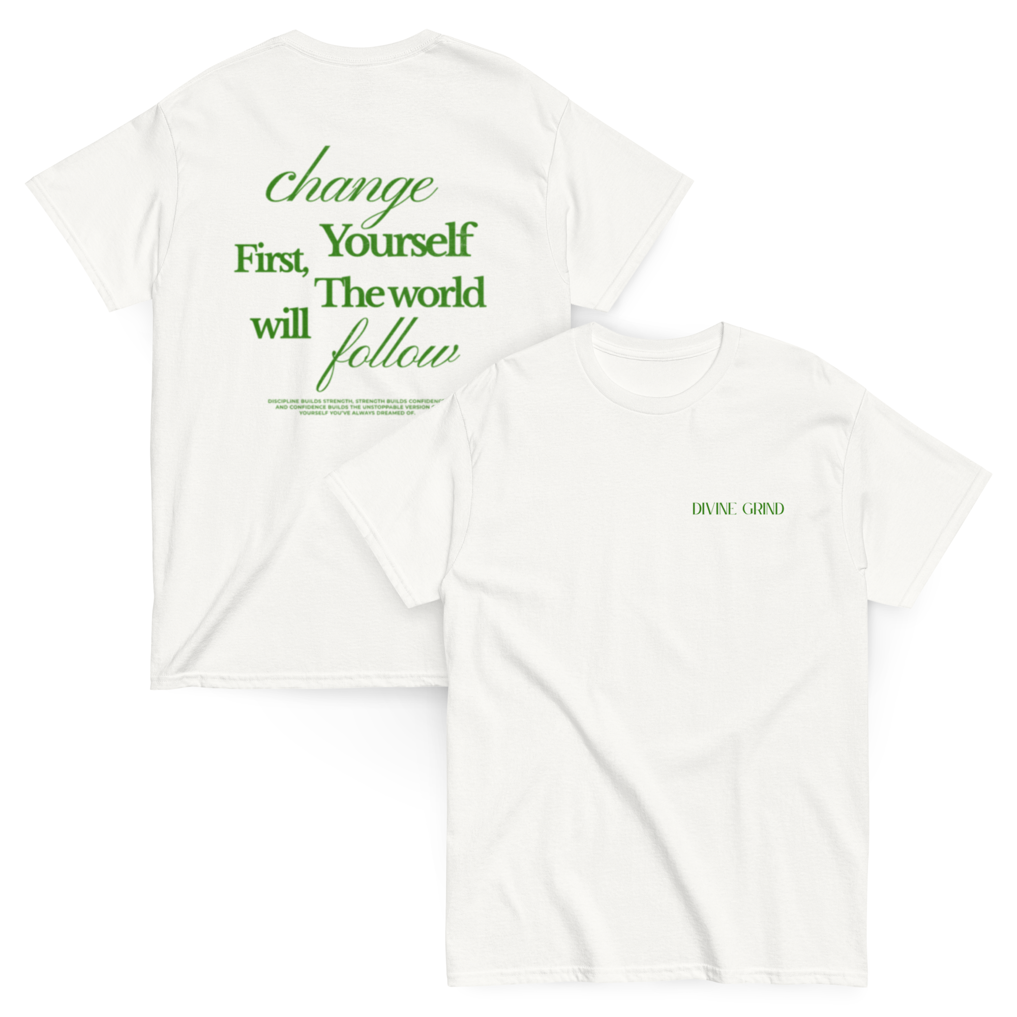 camiseta de manga corta "change yourself first, the world will follow"